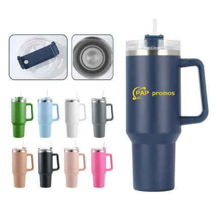 40oz Vacuum Tumbler w/ Handle & Straw